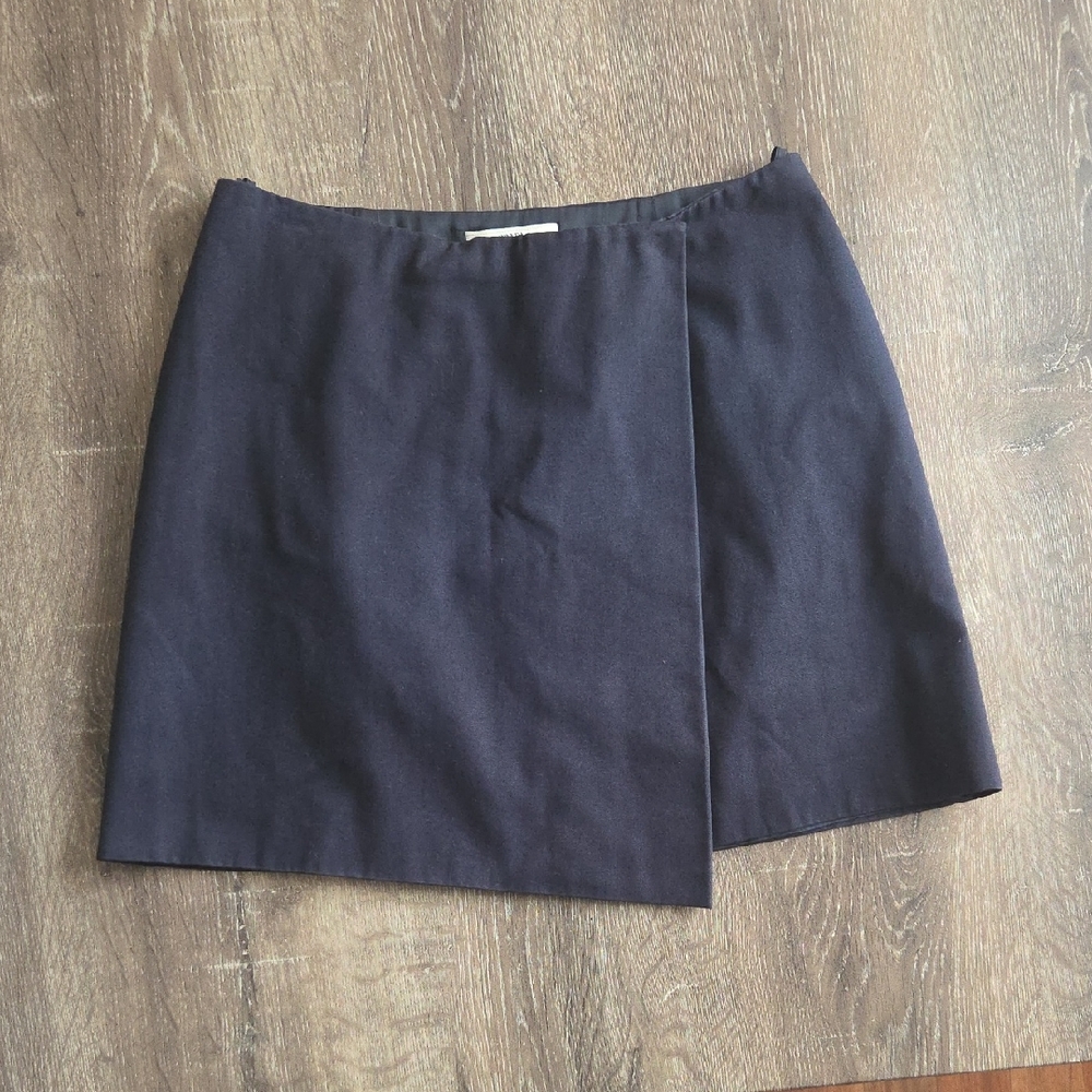 Y2K Prada Navy Blue Wrap A-Line Asymmetric Mini Skirt EU 40 US 8 / 10